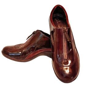 Cole Haan Air Luna Patent Leather Waterproof Clogs Zip Front Brown Womens 7.5B